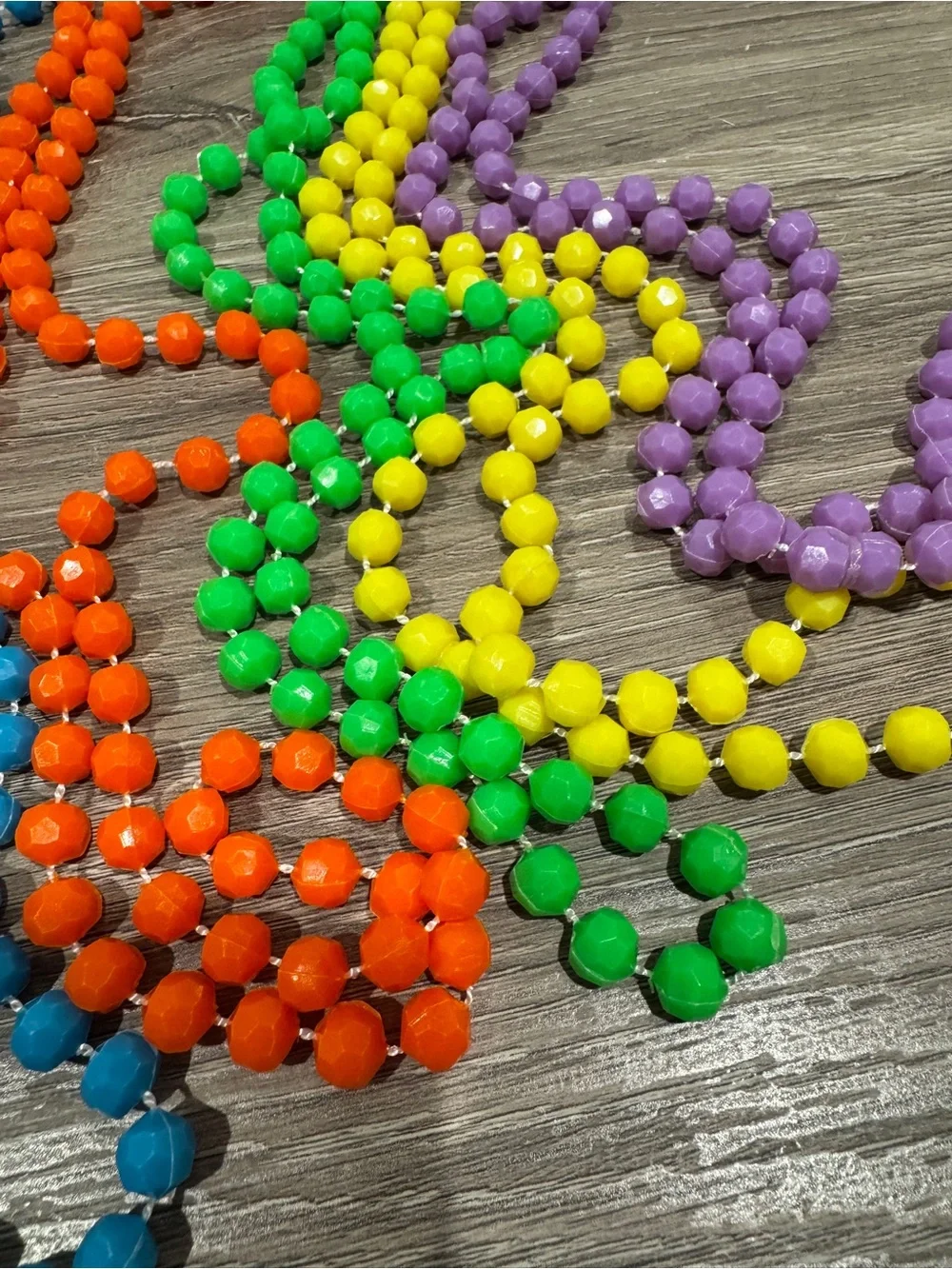 5 Colorful Party Bead Necklace Set - Rainbow Colors - Good Condition